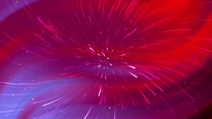 Wall Mural - Abstract red background with light streaks and glowing particles.