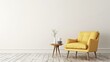 © FREDIFUN - Living room interior with yellow fabric armchair and table on empty white wall background --no text and people, human --chaos 10 --ar 16:9 Job ID: 1274a53f-4db5-48df-a830-9d8ed408cbb0