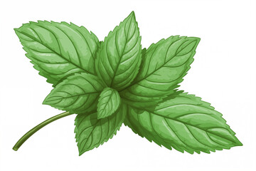 Wall Mural - A vector hand drawn mint leaf isolated on transparent background