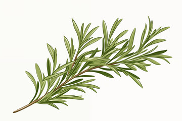 Wall Mural - A vector hand drawn Rosemary leaves isolated on transparent background