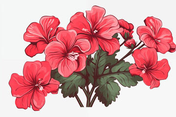 Wall Mural - A vector hand drawn Geranium isolated on transparent background