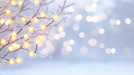Naklejka na meble Frosted tree with yellow and white lights, warm glow