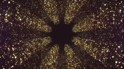 Wall Mural - abstract starburst with glowing gold particles on a black background.