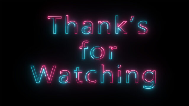 Thank You handwritten inscription. Thank you word in neon black background.