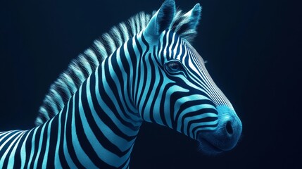 A zebra with a blue stripe on its face