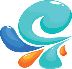 Aufkleber - Cartoon style illustration of a refreshing wave made of colorful water drops