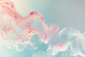Poster - Soft pastel smoke forms intricate patterns against a calming blue backdrop, capturing the beauty of flowing shapes and colors in a tranquil moment