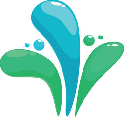 Poster - Abstract illustration of blue and green water drops forming an abstract shape