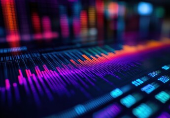 Poster - colorful digital stock market graph on screen