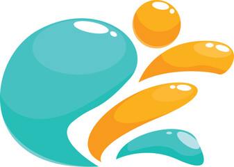 Poster - Abstract stylized human figure running and jumping with joy, representing concepts of health, wellness, and happiness