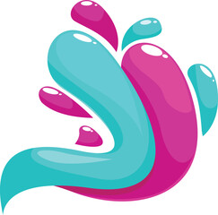 Poster - Turquoise and pink paint are mixing together in a dynamic splash