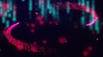 Wall Mural - pink and blue heart shape with blur background.