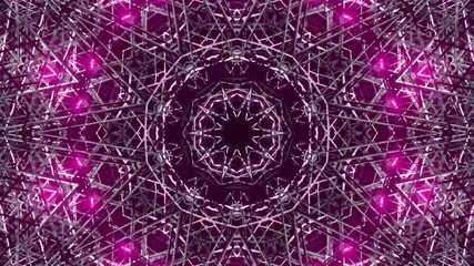 Wall Mural - A vibrant, abstract kaleidoscope with glowing lines creating a mandala-like pattern in pink and white.