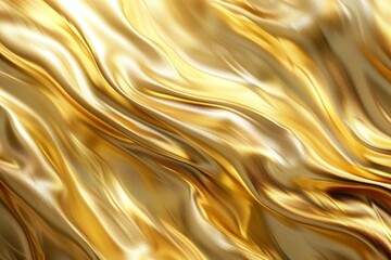 Poster - Rippling patterns of golden fabric catch the light, showcasing a luxurious texture ideal for fashion, design, or creative background applications.
