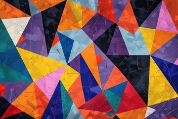 Poster - The artwork showcases a dynamic arrangement of vivid geometric shapes in various colors, creating an energetic and modern aesthetic full of movement.