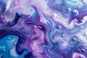 Poster - Swirling hues of purple and blue create an intricate abstract design filled with bubbles, showcasing vibrant colors blending together harmoniously.