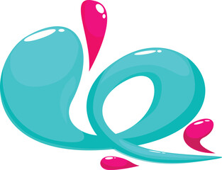 Aufkleber - Blue and pink paint mixing together in a swirling, abstract design