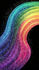 Poster - Abstract rainbow glitter wave on black background vertical format