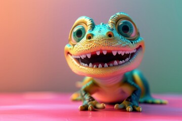 Poster - A Close-up of a Smiling, Cartoon Lizard