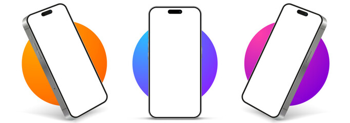 Aufkleber - Realistic smartphone mockup. Mobile phone vector with isolated on white background. Device front view. 3D mobile phone with shadow. Realistic, high quality smart phone mockup for ui ux presentation.