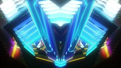Wall Mural - Abstract colorful glowing lines and shapes in dark background.