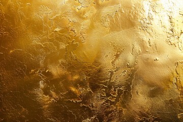 Poster - A richly textured golden surface showcases complex patterns that reflect light in various ways, creating an alluring abstract design.