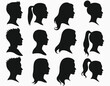 © umut hasanoglu - Silhouettes of diverse men and women showcasing various hairstyles, emphasizing diversity and individuality on a neutral background.
