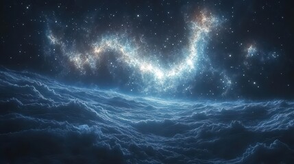 Wall Mural - dramatic night sky on a distant planet filled with dazzling stars and swirling galaxies creating a s