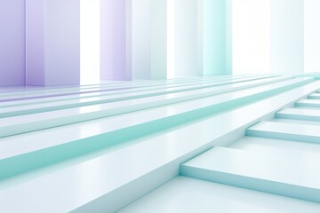 Poster - Minimalist composition featuring simple geometric lines in mint and light lavender hues