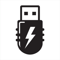 Fototapete - Usb silhouette on white background
