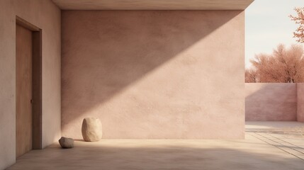 Poster - Close up of minimalist textures and materials of partitions, windows, and doors in a country house