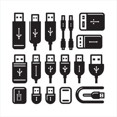 Fototapete - Usb silhouette on white background
