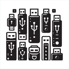 Fototapete - Usb silhouette on white background
