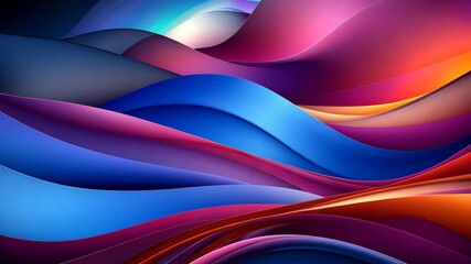 Fototapete - Colorful abstract waves flowing seamlessly in vibrant hues, creating a mesmerizing visual experience full of energy and motion in a darkened background