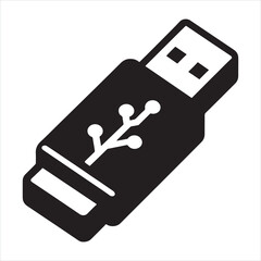 Fototapete - Usb silhouette on white background
