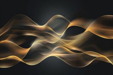 Poster - Golden waves ripple harmoniously over a dark surface, creating a stunning abstract design that blends motion and light for an enchanting visual effect.
