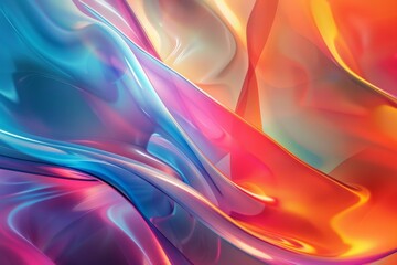 Poster - Colorful waves blend seamlessly, showcasing a dynamic interplay of bright shades and fluid forms that evoke a sense of movement and energy in vibrant tones.