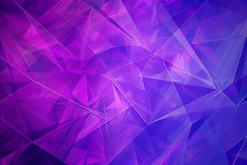 Poster - The backdrop showcases a dynamic arrangement of translucent triangles colored in vivid purple and blue tones, ideal for use in digital design and artistic endeavors.