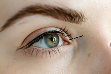 Poster - a close view of an eye reveals intricate details of the iris, eyelashes, and skin texture, illuminat