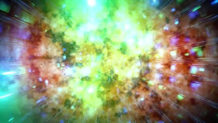 Wall Mural - Abstract colorful light burst with blurred motion streaks and glowing particles.