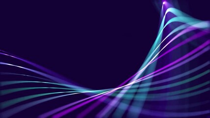 Wall Mural - Abstract blue and purple glowing lines on black background.
