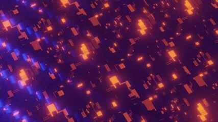 Wall Mural - Abstract background with glowing orange and purple rectangles.