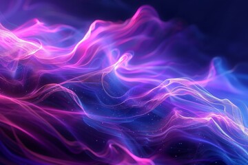 Poster - An ethereal display of flowing colors dances across a dark backdrop, showcasing vibrant pinks and blues that evoke a sense of movement and tranquility.