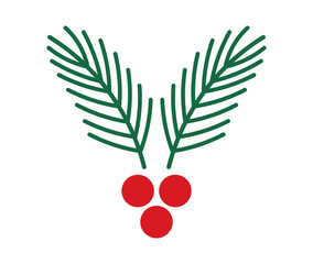 Wall Mural - christmas decoration ornament fir branch and berries symbol. holidays design element. png illustrati