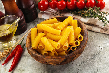 Italian cuisine - dry tortiglioni pasta