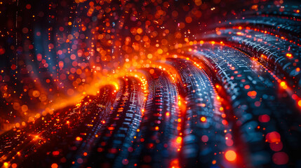Poster - Encrypted Data Streams Flowing in Digital Patterns with Abstract Light Effects Representing Cybersecurity and Information Protection