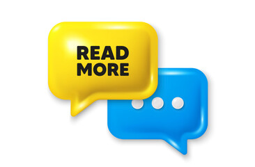 Poster - read more tag. chat speech bubble 3d icon. navigation sign. get description info symbol. read more c