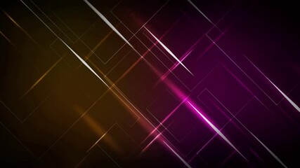Wall Mural - abstract geometric background with glowing lines and shapes in purple and yellow.
