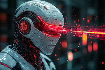 Fototapete - An AI system detecting and neutralizing a cyberattack in real-time, symbolizing the use of advanced technology in cybersecurity. Concept of AI in cybersecurity.