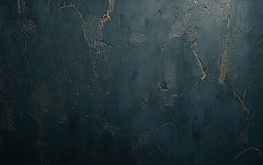 Poster - Textured dark wall with cracks, showcasing weathered appearance in a dimly lit environment
